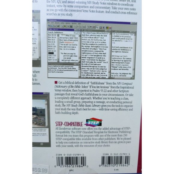 NIV STUDY BIBLE BASIC LIBRARY FOR WINDOWS NOS Brand New - Picture 9 of 11